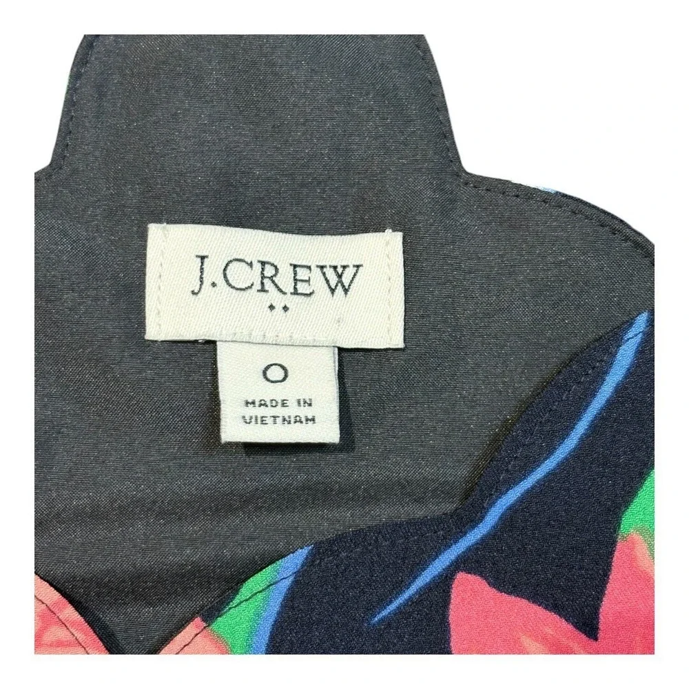 J.Crew Scalloped Floral Cami‎ Women 0 Black Pink Blue Tropical Summer Tank Top